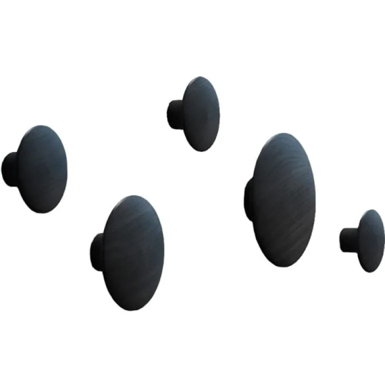 Muuto Dots Wood coat hooks, set of 5, black