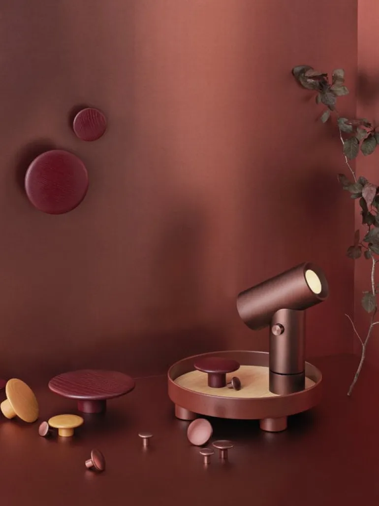 Muuto Dots Wood coat hook, burgundy