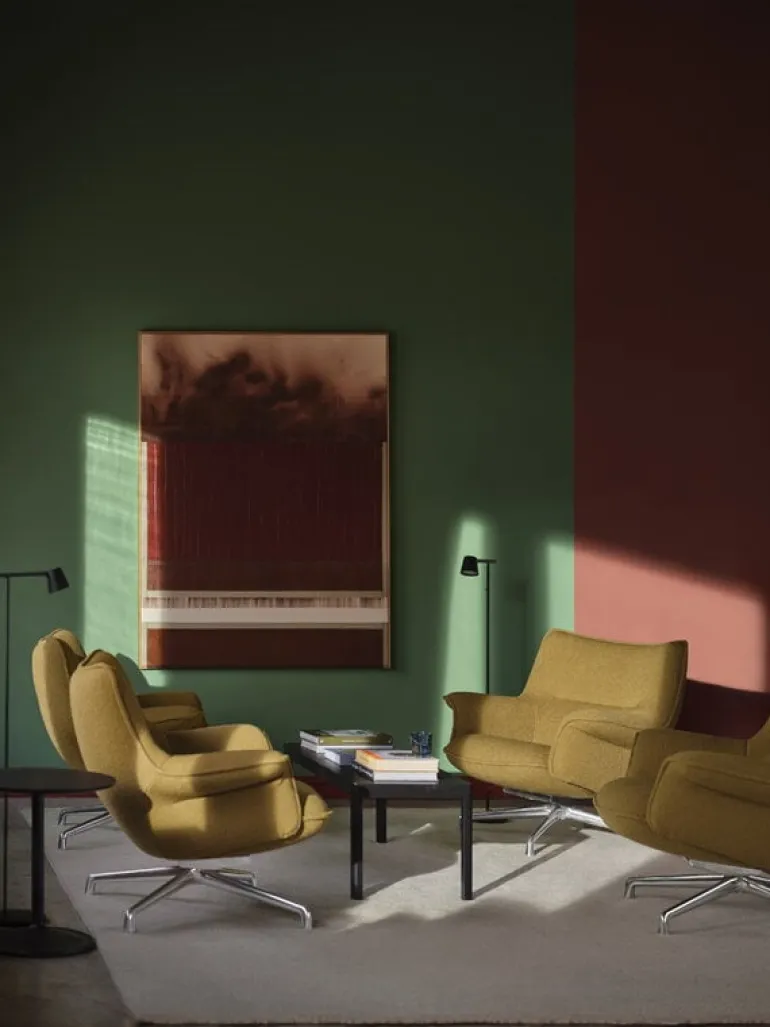 Muuto Doze lounge chair, low, swivel base, pol. alum-brown Hearth 008