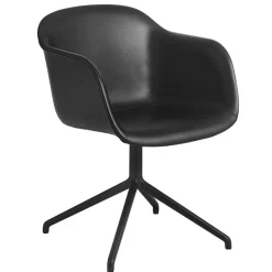 Muuto Fiber armchair, swivel base, black leather