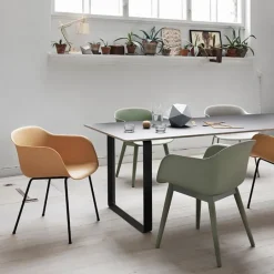 Muuto Fiber armchair, tube base, ochre - black