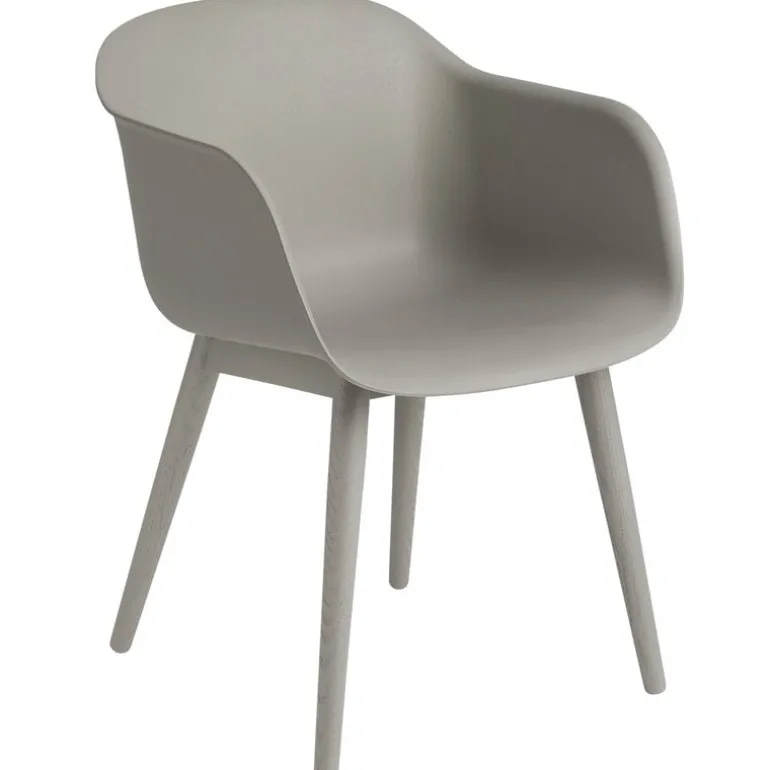 Muuto Fiber armchair, wood base, grey