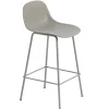 Muuto Fiber counter stool with backrest, 65 cm, tube base, grey