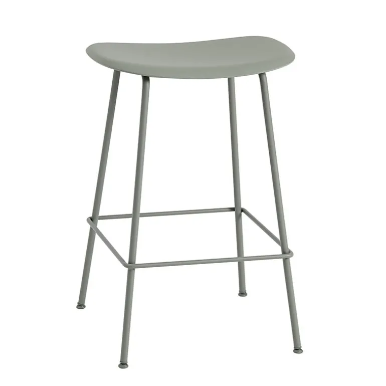 Muuto Fiber counter stool, 65 cm, tube base, dusty green