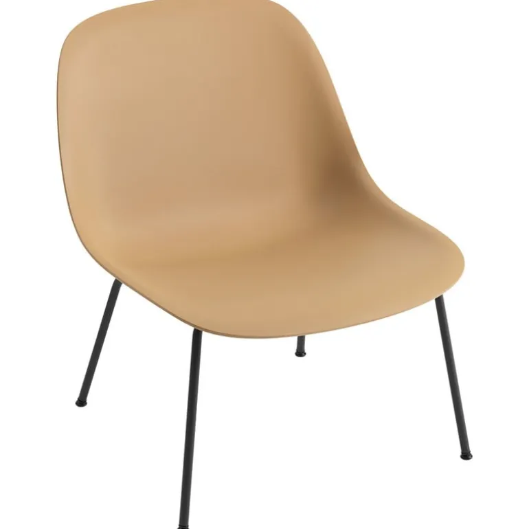 Muuto Fiber lounge chair, tube base, ochre - black