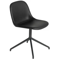 Muuto Fiber side chair, swivel base, black leather