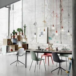 Muuto Fiber side chair, swivel base, cognac leather - black