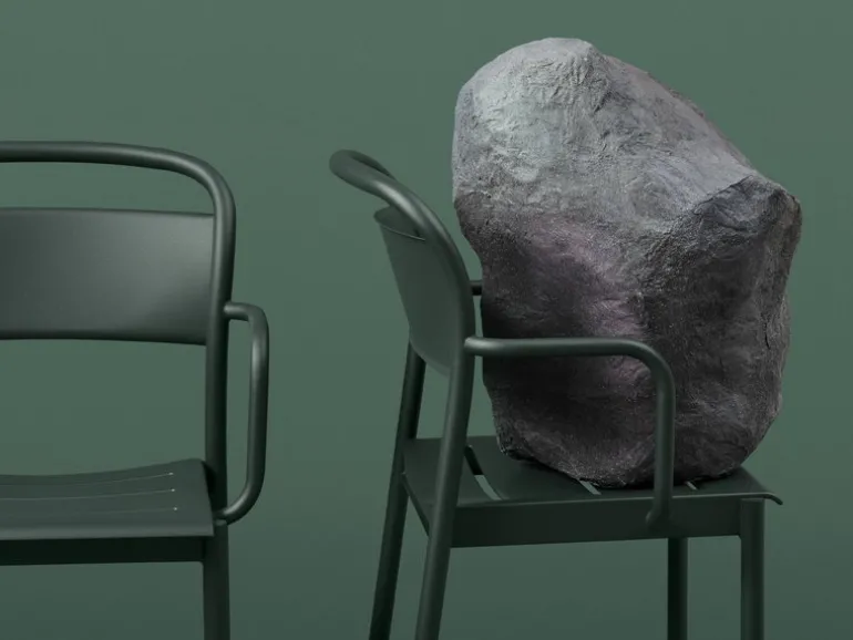 Muuto Linear Steel armchair, dark green