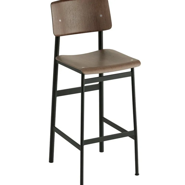 Muuto Loft bar stool 75 cm, black - stained dark brown
