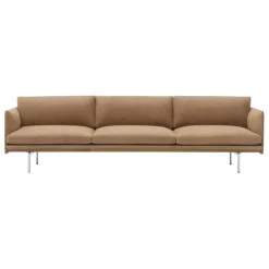 Muuto Outline sofa, 3 1/2 seater, Grace leather camel - aluminum