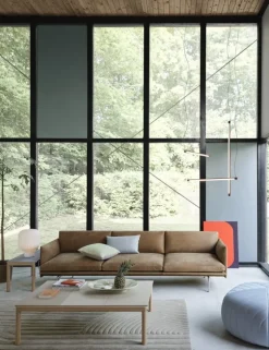 Muuto Outline sofa, 3 1/2 seater, Grace leather camel - aluminum