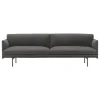 Muuto Outline sofa, 3 seater, Grace leather grey - black
