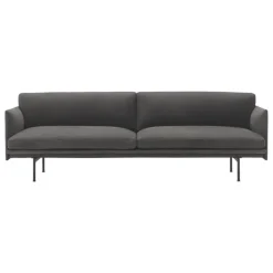 Muuto Outline sofa, 3 seater, Grace leather grey - black