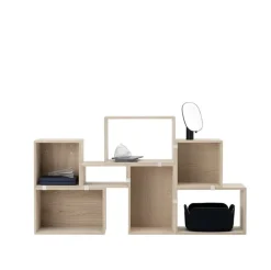 Muuto Stacked shelf module with background, large, oak