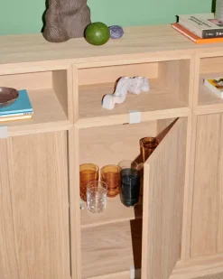 Muuto Stacked shelf module with door, large, oak