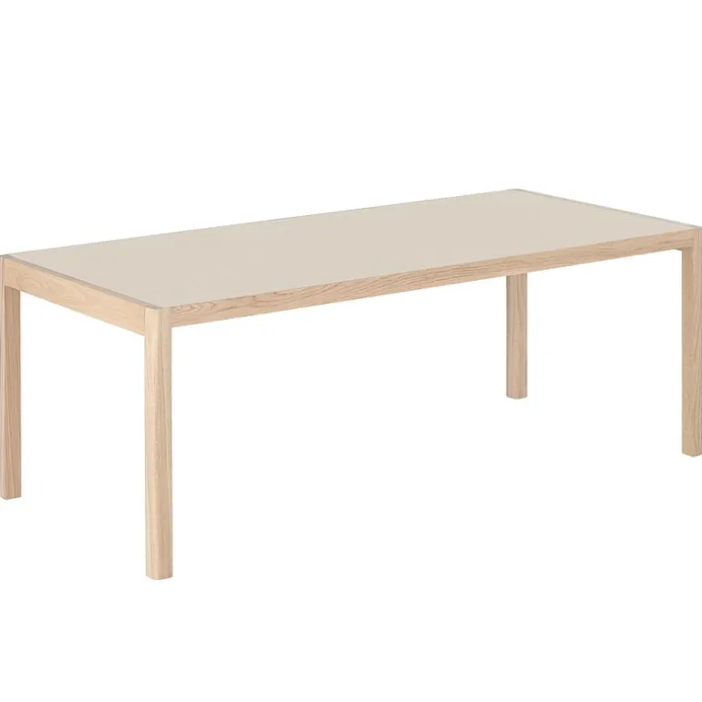 Muuto Workshop table, 200 x 92 cm, oak - warm grey linoleum