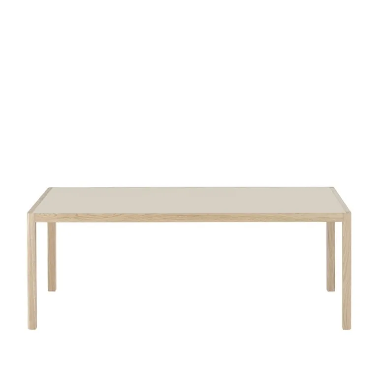 Muuto Workshop table, 200 x 92 cm, oak - warm grey linoleum