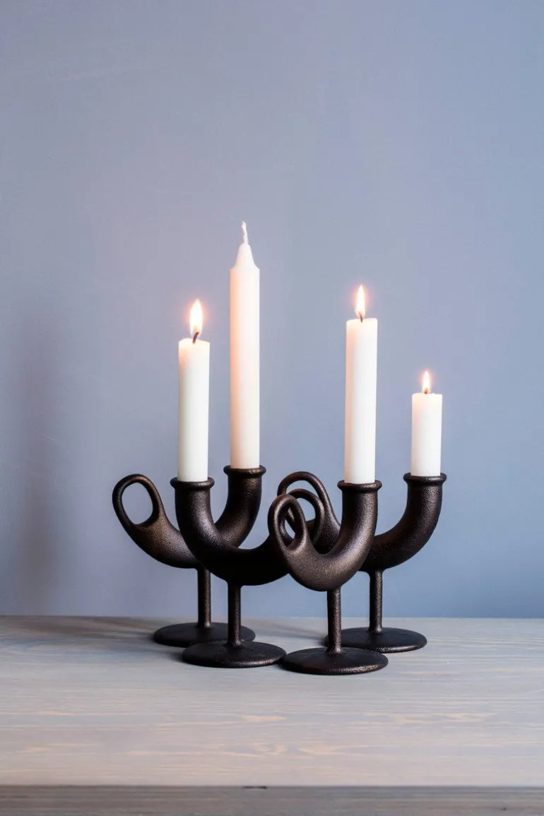 Nedre Foss Ildhane candleholder, black
