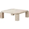 New Works Atlas coffee table, 82 x 82 cm, unfilled travertine