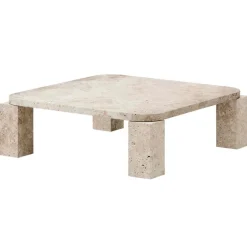 New Works Atlas coffee table, 82 x 82 cm, unfilled travertine