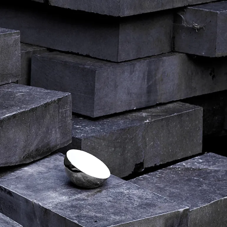 New Works Aura table mirror, stainless steel