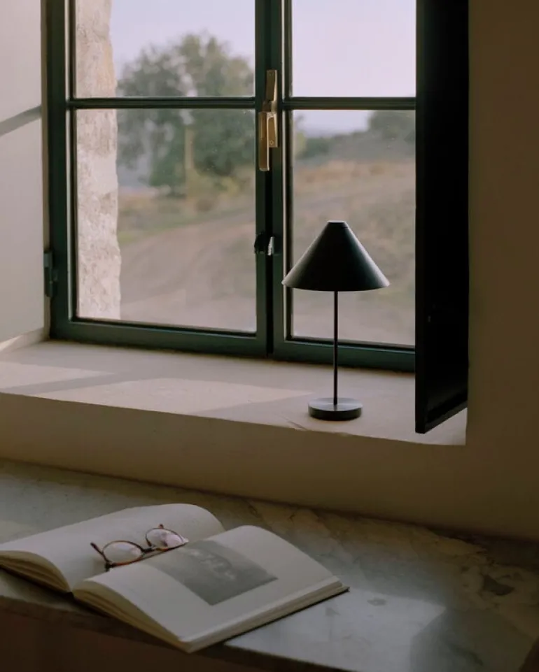 New Works Brolly portable table lamp, black steel