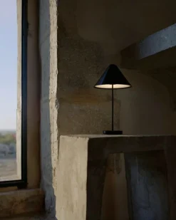 New Works Brolly portable table lamp, black steel