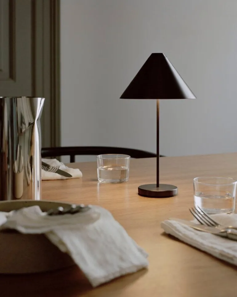 New Works Brolly portable table lamp, black steel