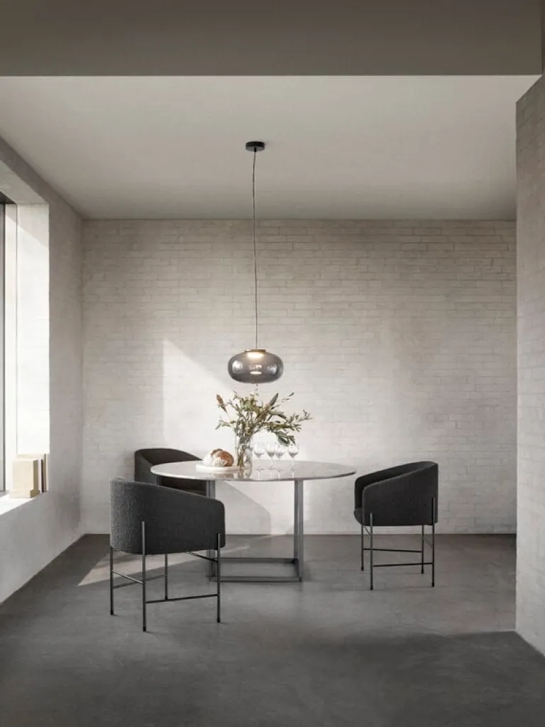 New Works Florence dining table 145 cm, white - white marble Carrara