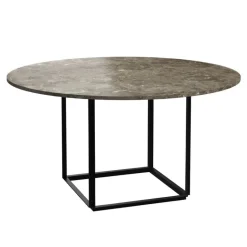 New Works Florence dining table 145 cm, black - grey marble