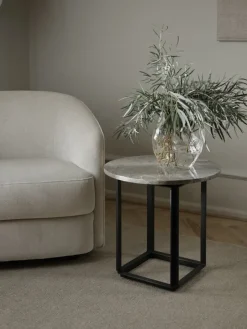 New Works Florence side table 50 cm, black - grey marble