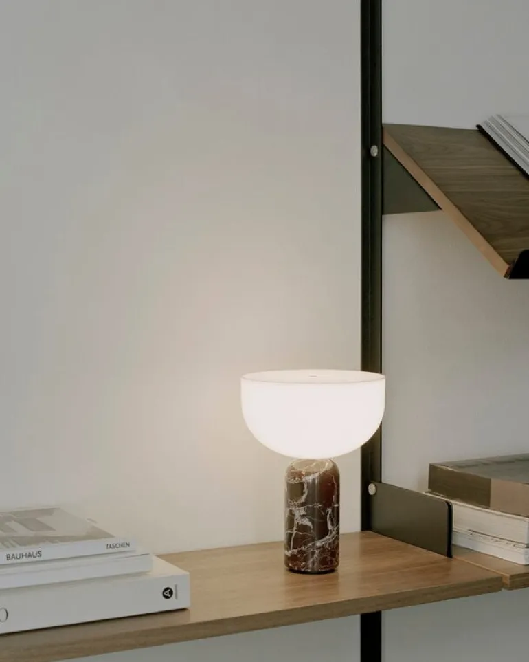 New Works Kizu portable table lamp, Rosso Levanto marble
