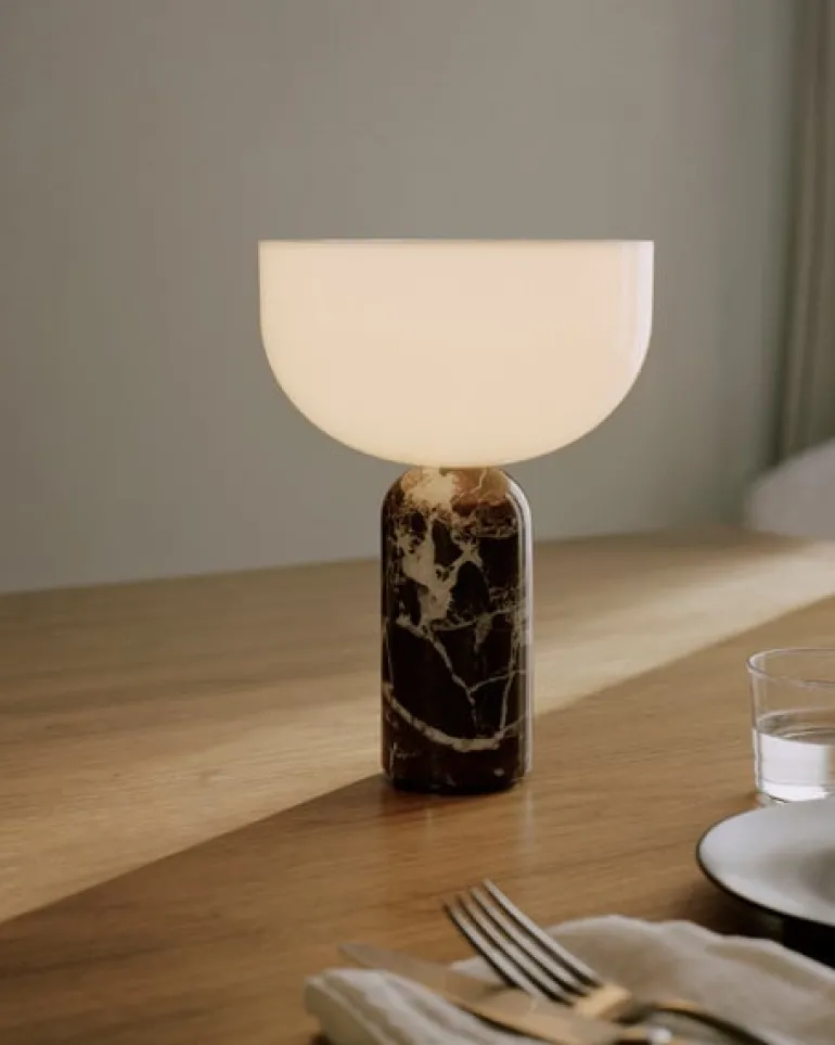 New Works Kizu portable table lamp, Rosso Levanto marble