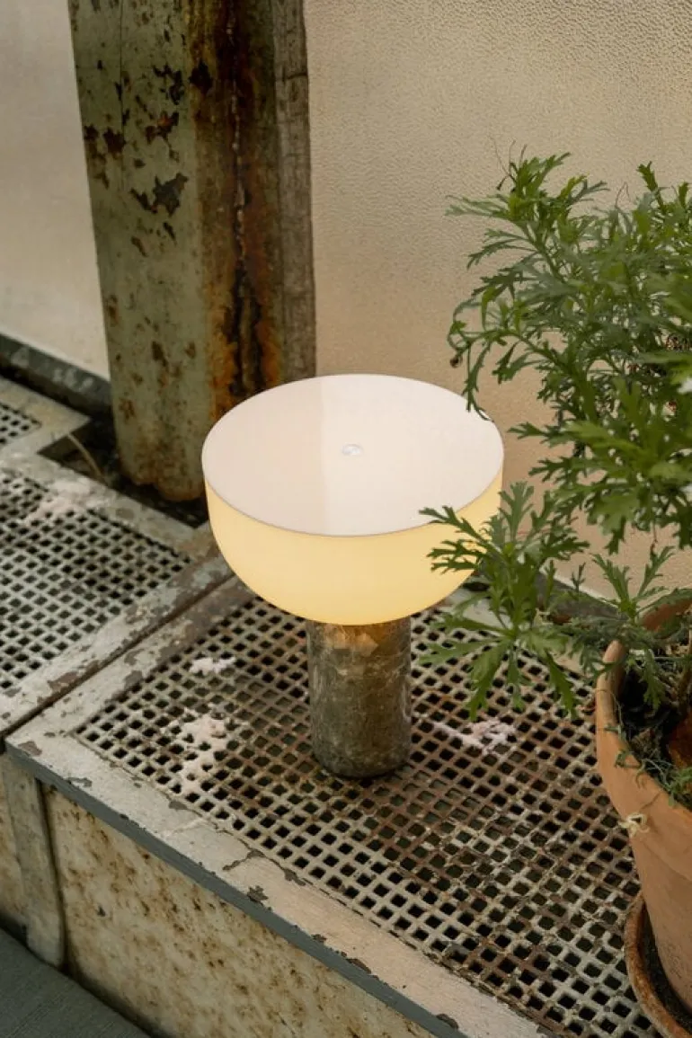 New Works Kizu portable table lamp, Gris du Marais marble