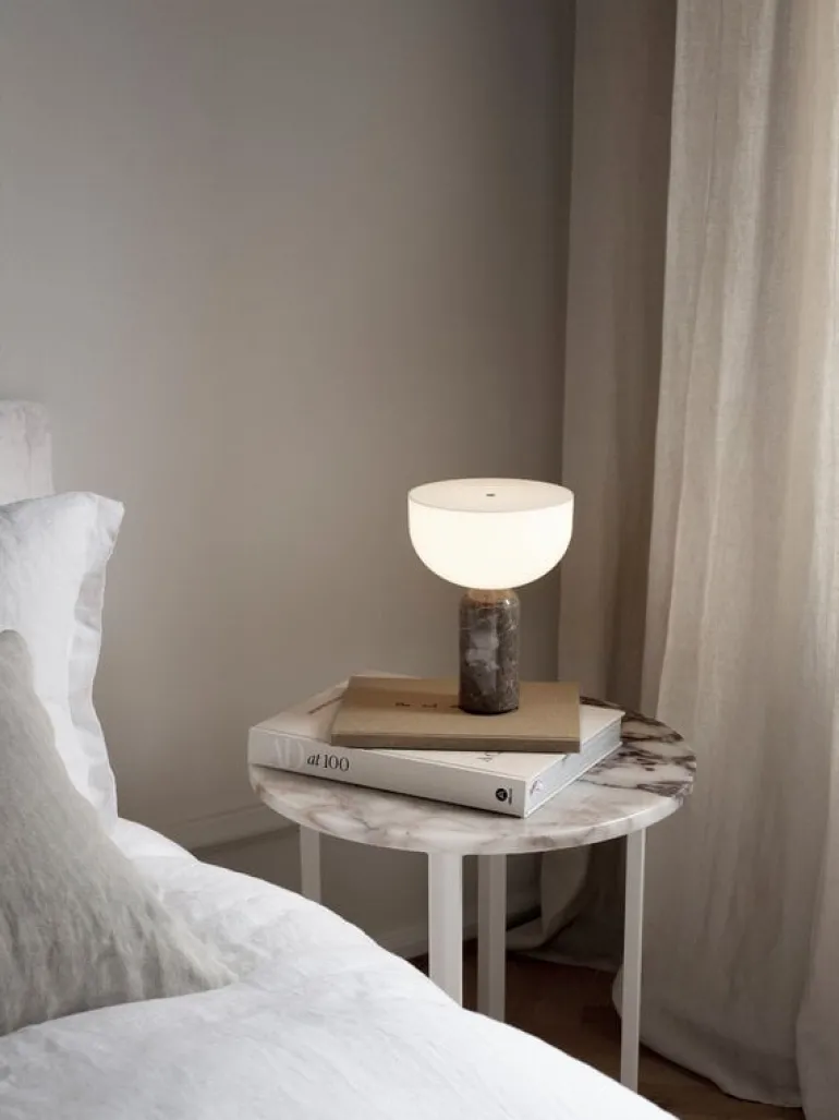 New Works Kizu portable table lamp, Gris du Marais marble
