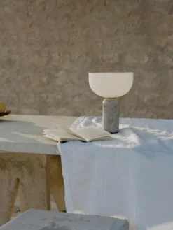 New Works Kizu portable table lamp, Gris du Marais marble