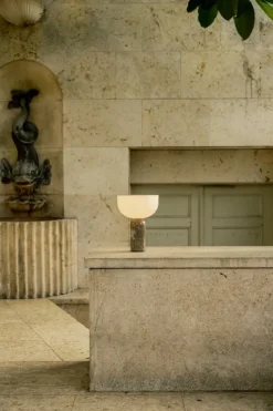 New Works Kizu portable table lamp, Gris du Marais marble