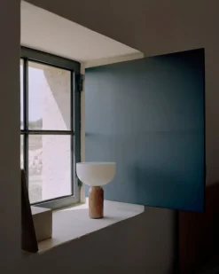 New Works Kizu portable table lamp, Breccia Pernice marble