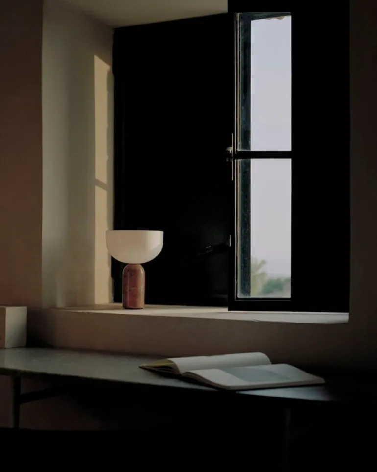 New Works Kizu portable table lamp, Breccia Pernice marble