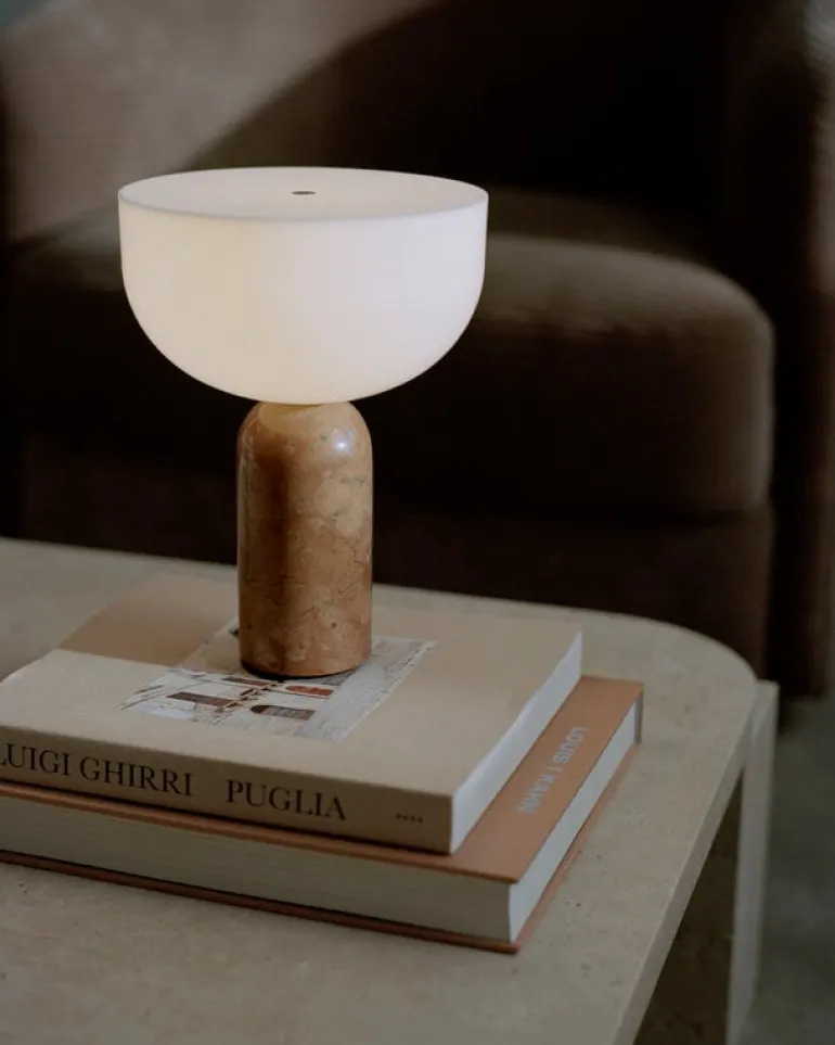 New Works Kizu portable table lamp, Breccia Pernice marble
