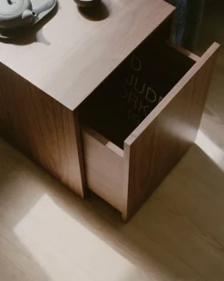 New Works Mass side table with drawer, walnut