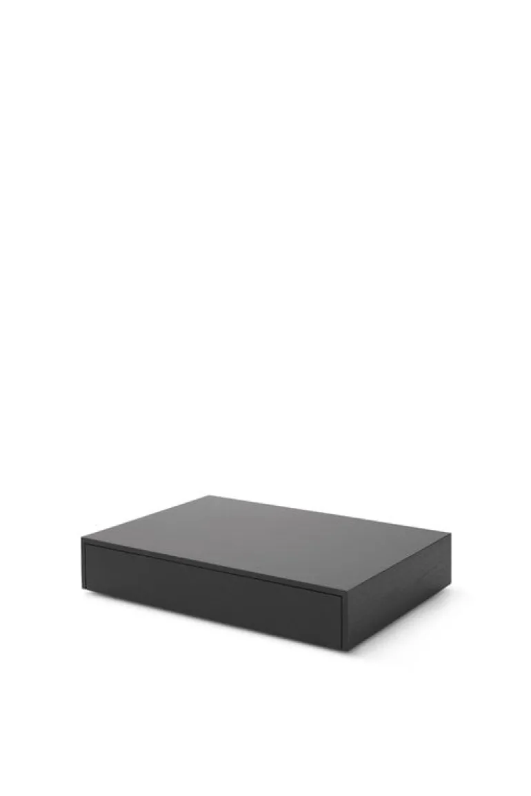 New Works Mass Wide coffee table with drawer, black stained oak