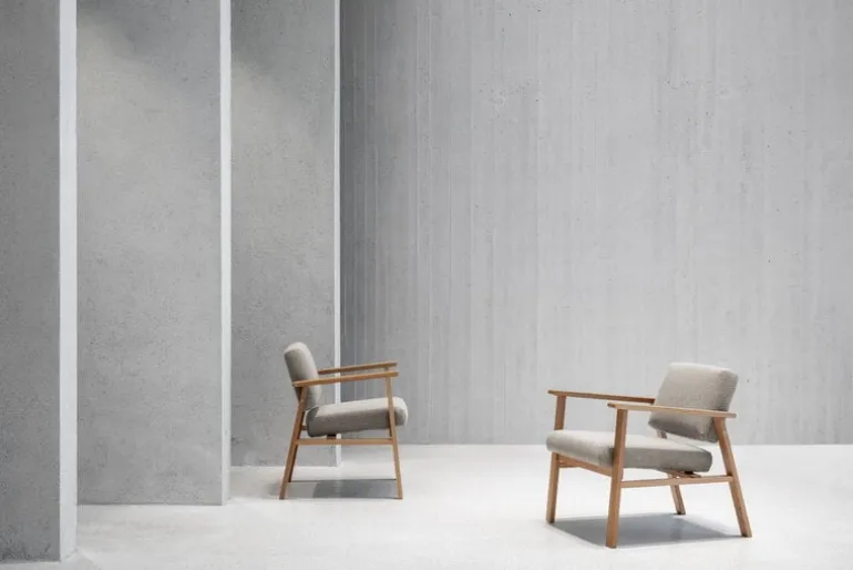 Nikari Archetyp Lounge chair, oak - grey Steelcut Trio 616