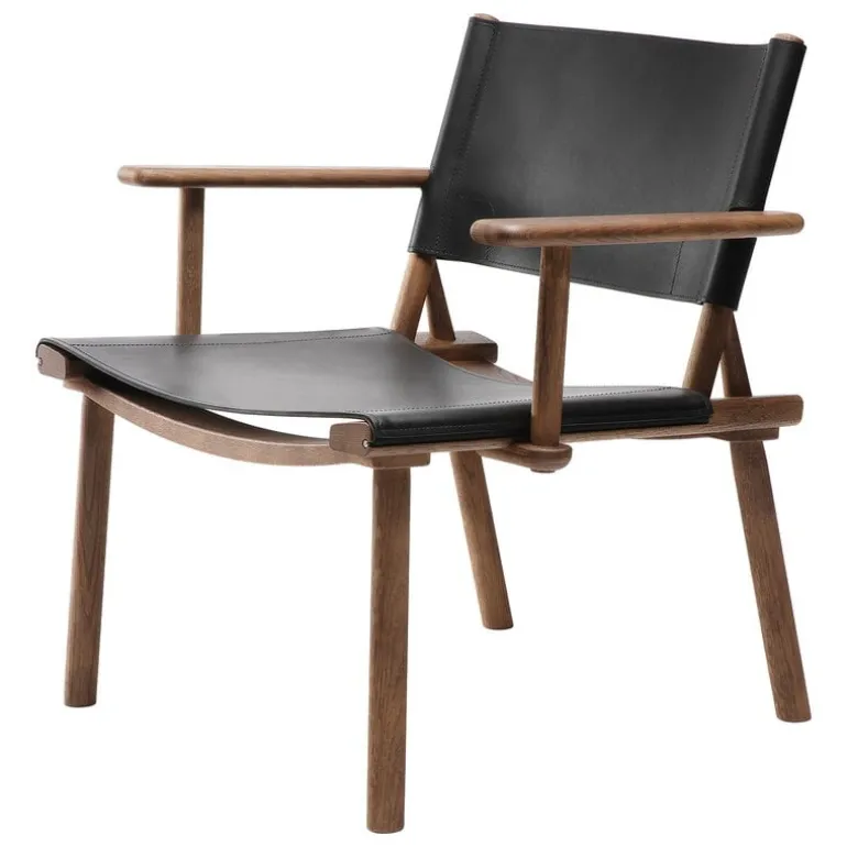 Nikari December Lounge chair w.armrests, smoked oak-black leather