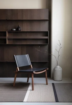 Nikari December lounge chair, lacquered smoked oak - black leather