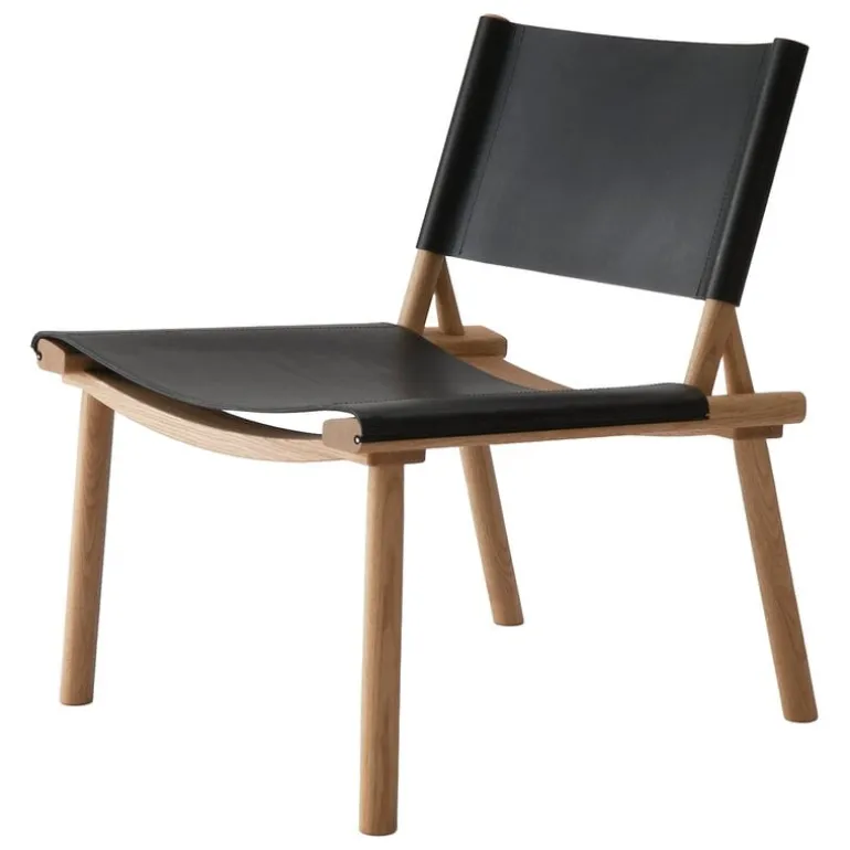 Nikari December lounge chair, oak - black leather