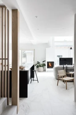 Nikari December Lounge chair, oak - linen canvas