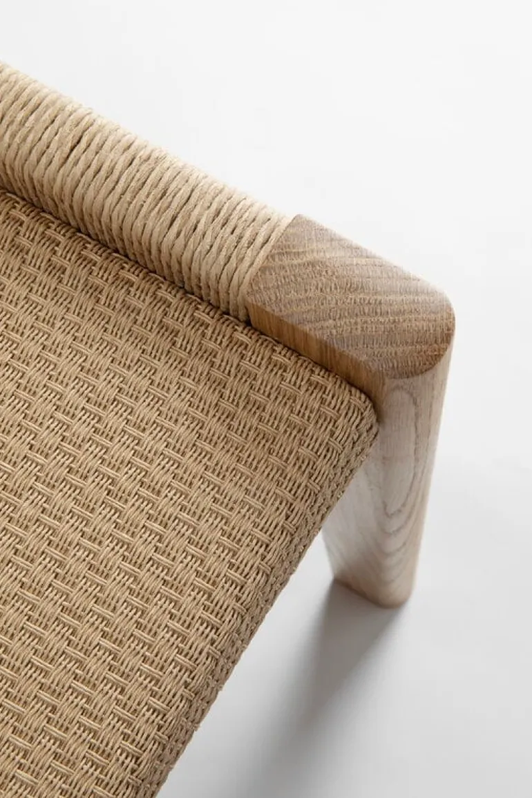 Nikari Detalji bench, 100 cm, oak - papercord