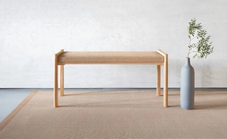 Nikari Detalji bench, 100 cm, oak - papercord