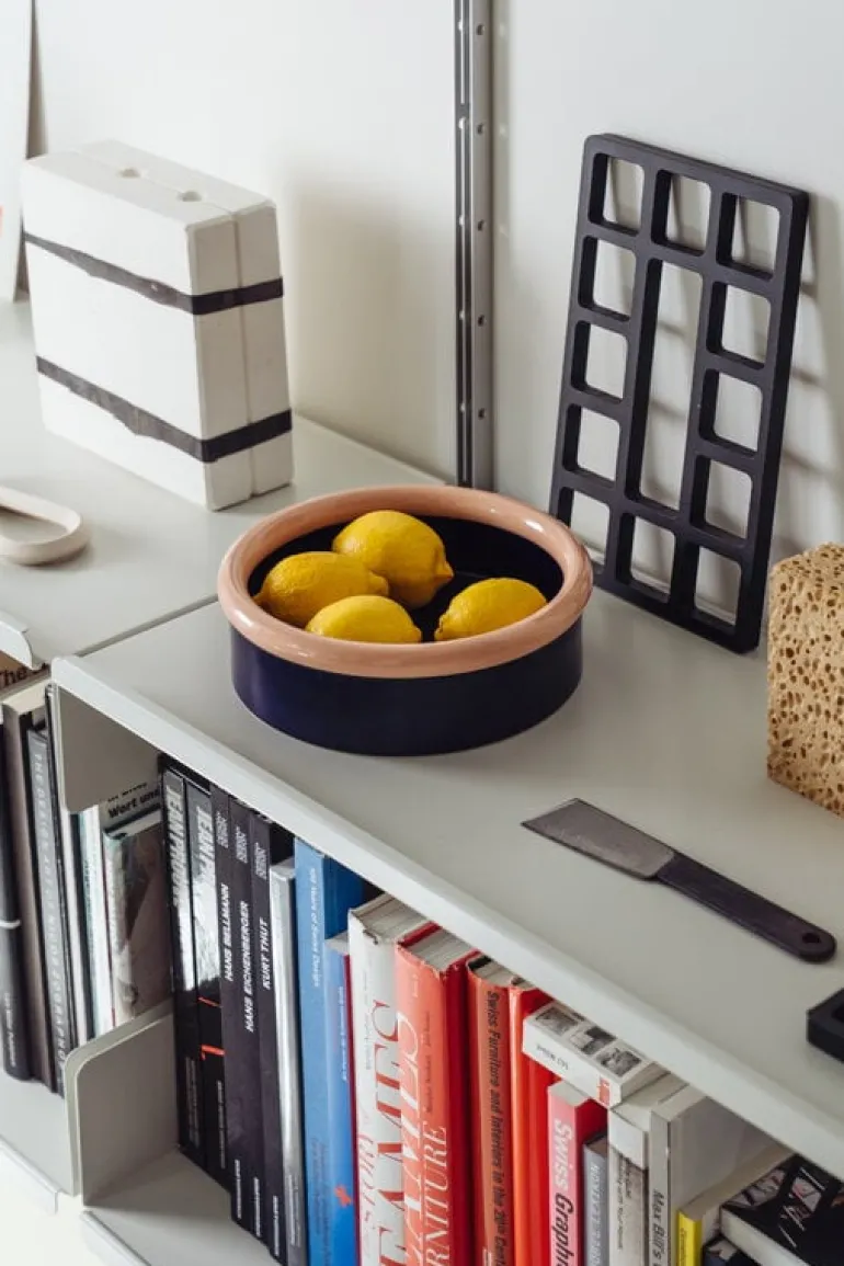 Nine Rod bowl, 7 x 23,3 cm, coral - dark blue